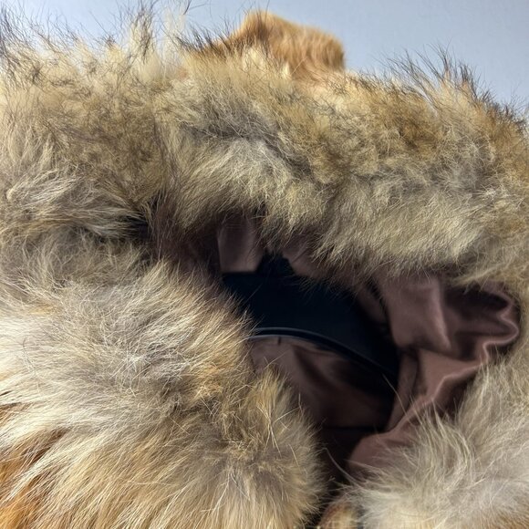 1970s Vintage Women's Size Small Chestnut Hooded Zip Up Real Fur Jacket Coat - Picture 11 of 16